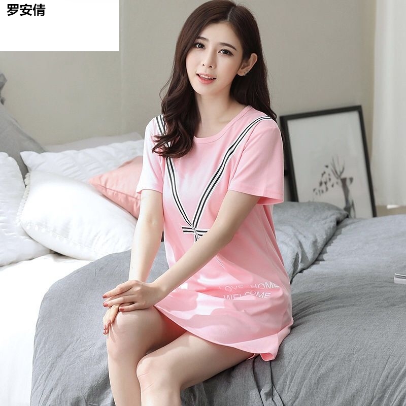 Bộ đồ ngủ mùa hè nữ sinh Han phiên bản dễ thương loose-code mùa hè ngắn tay bộ đồ ngủ cotton.