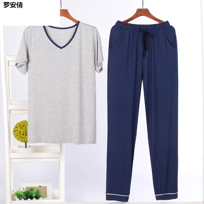 Mens mùa hè vòng mỏng Modale quần ngắn tay nhà phù hợp có thể bên ngoài mòn trong một bộ đồ pajama.