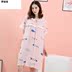 Bông lụa phụ nữ pajama váy ngắn tay mỏng rửa mùa hè vải thời trang dễ thương váy mùa hè vải bông nhân tạo nhà. 