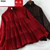 . 2020 mùa xuân mới Lotus Fringe Ples Doll Shirt Sweet Girl Thương Hiệu Gỗ Tai Collar Tied Với Lên trên Editing Woman 