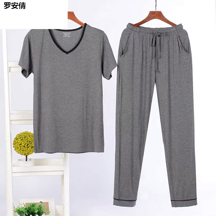 Mens mùa hè vòng mỏng Modale quần ngắn tay nhà phù hợp có thể bên ngoài mòn trong một bộ đồ pajama.