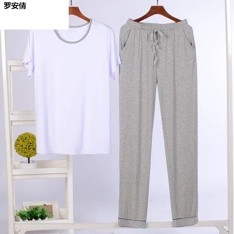 Mens mùa hè vòng mỏng Modale quần ngắn tay nhà phù hợp có thể bên ngoài mòn trong một bộ đồ pajama.