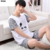 Z.2020 Summer Pyjama bông Mens Summer Mens Casual Quần soóc mùa hè ngắn tay áo Mens Home Mang Set. 