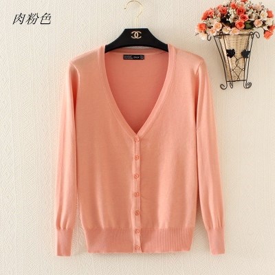 Áo len cổ áo dài tay phụ nữ cardigan của bên ngoài khăn choàng mỏng dệt kim lớn mã mùa xuân mùa thu điều hòa không khí áo sơ mi ngắn cắt.