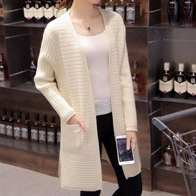 2018 mùa xuân dress New dệt kim nữ áo len Cardigan Version Hàn Quốc Loose Mid-Chiều dài Hit xuống áo khoác nữ.