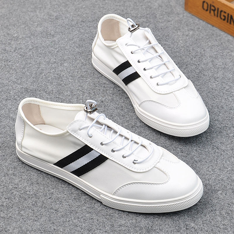 White canvas shoes men's pedal Korean version of the all-match elastic band small white shoes men's sports casual sneakers men's breathable tide
