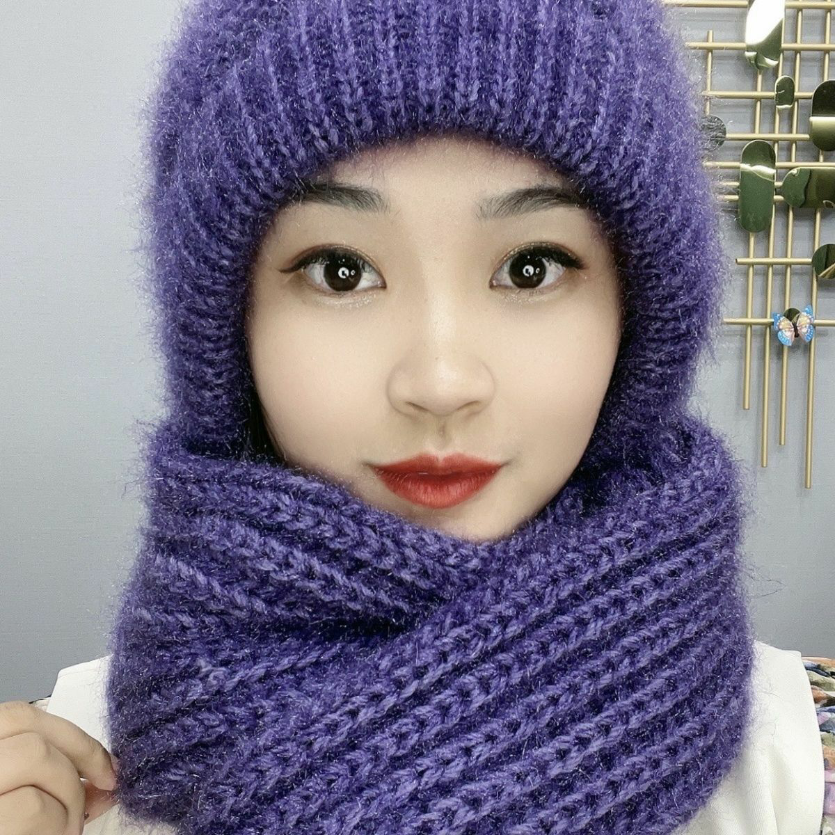 Gush Thickened Hat Lady Winter New Warm Hat Scarf INTEGRATED PINE SUEDE BLIZZARD CAP FASHION 100 HITCH-TAOBAO