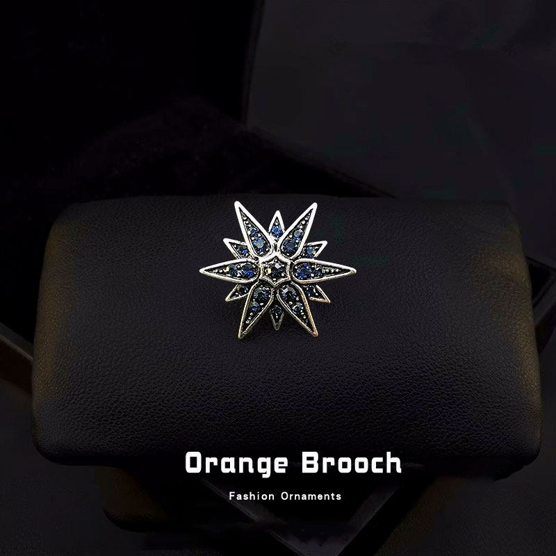 Retro six-pointed star brooch, a versatile men's suit and coat brooch, collar pin decoration, shirt anti-exposure fastener.