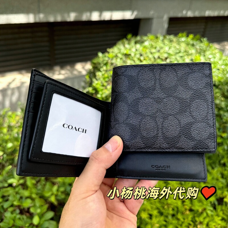 In-Stock Coach Men's Short Wallet Brand Wallet Card Holder Combo 520 Gift for Boyfriend