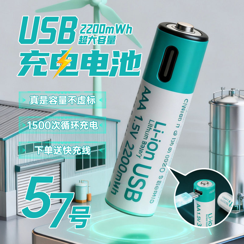 USB No. 7 No. 5 Rechargeable Battery Large Capacity Lithium Battery USB 1.5V Constant Voltage Toy Mouse Fingerprint Door Lock Handle