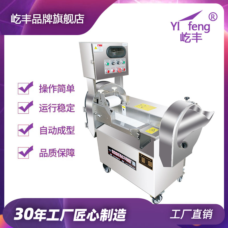 Multifunctional automatic small commercial vegetable cutting machine large canteen with cut leeks and green onions, sliced, shredded and diced