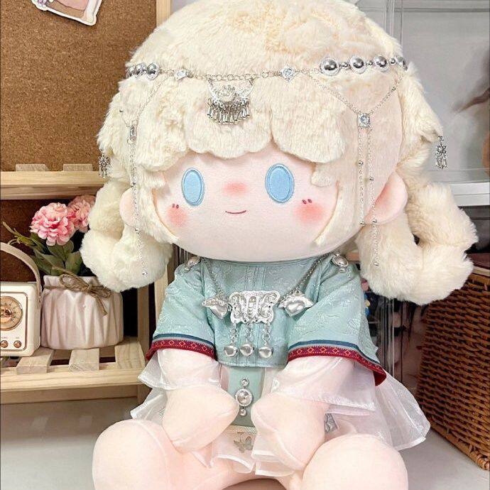 棉花娃娃/毛绒玩具娃衣 40cm棉花娃娃可换装奶豆裸娃加汉服套装 新年节庆毛绒娃娃礼物 0001