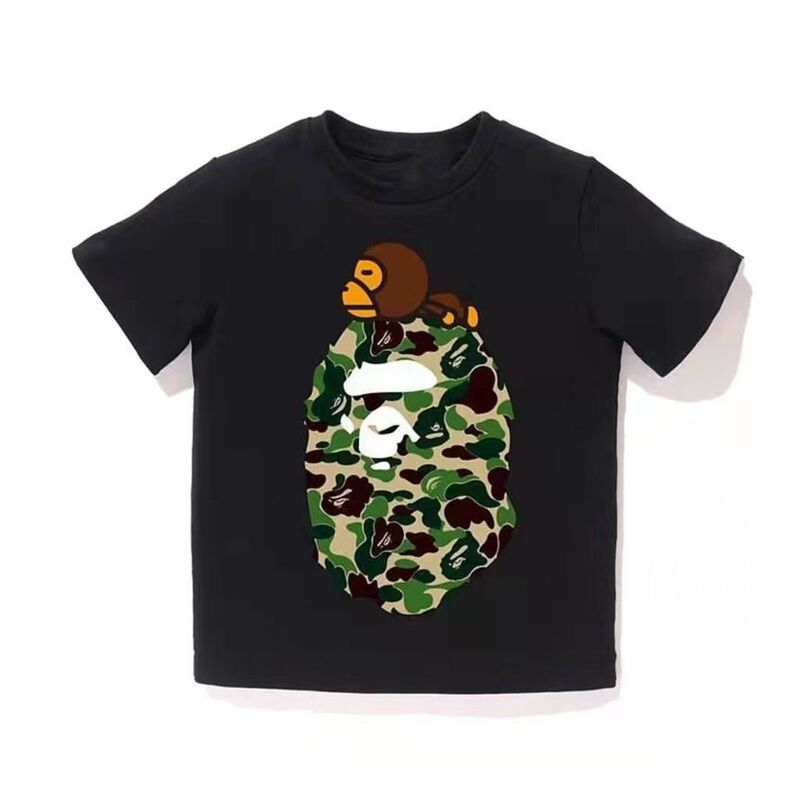Children's Summer Short-Sleeve T-Shirt with Trendy Ape Print, Casual and Stylish for Boys and Girls, Trendy Short T-Shirt for Students