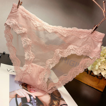 emwz womens panties female sexy temptation lace mesh comfortable cotton bottom crotch mid-waist transparent briefs