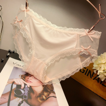 EMWZ girl student skin-friendly underwear female sexy mid-waist cotton breathable seamless sweet lace lace bottoms