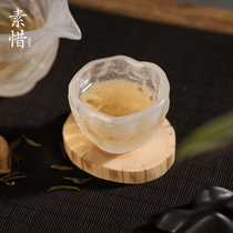 Suxi frozen crystal glass cup Master cup Single cup ice flocc retro style high-end handmade checkered teacup