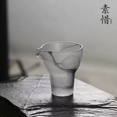 Saxi ink and wash glaze lotus Road cup thickened heat-resistant retro style large-capacity tea divider male Cup gift box