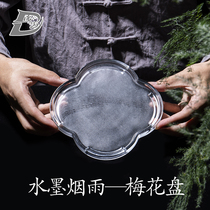 Soochia ink and rain plum blossom dry bubble plate small mini home Chinese style kung fu tea set tea tray for two people