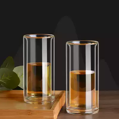 Glass double-layer Cup without lid High temperature resistant household glass water cup thickened heat insulation Milk Cup customized logo straight Cup
