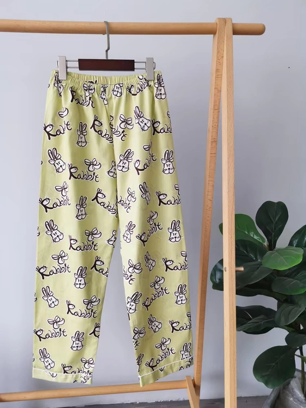 Mùa xuân, mùa thu và mùa hè quần pyjama mỏng quần pyjama cotton lỏng lẻo phim hoạt hình điều hòa nhiệt độ quần ở nhà dệt quần phụ nữ - Quần tây