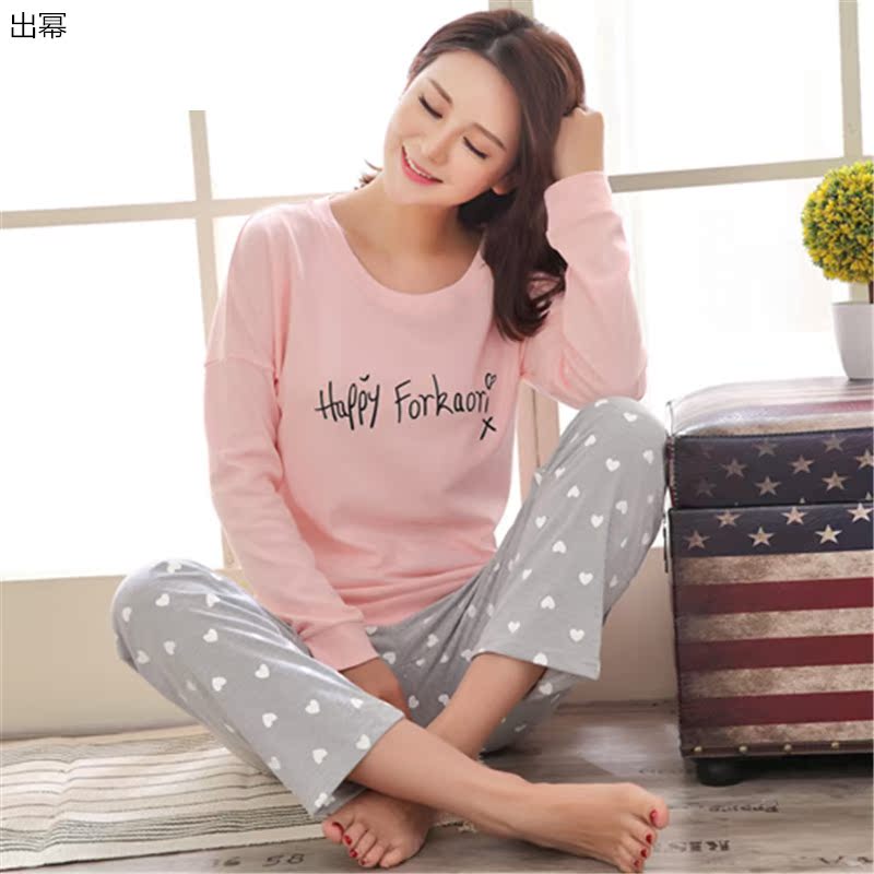 Pyjama phụ nữ mùa xuân và mùa thu dài tay áo hai mảnh thiết lập phiên bản Hàn Quốc của sinh viên ngọt ngào dễ thương mùa hè mỏng quần áo về nhà.