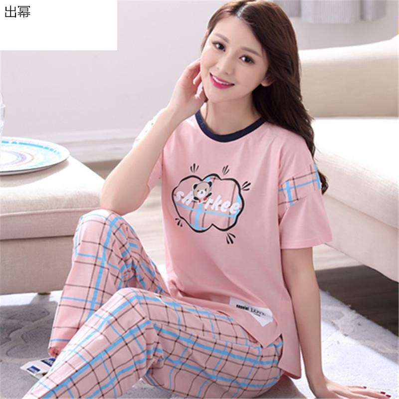 Trang chủ váy womens mùa xuân và mùa thu dài tay áo mùa hè cởi khuy womens quần pajama quần ngắn tay hai mảnh bộ pound mỡ mỏng.