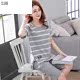 . Pyjama phù hợp ngắn womens mùa hè ngắn tay áo chùng dòng bông lớn phụ nữ kích thước lỏng lẻo có thể mặc quần áo về nhà.