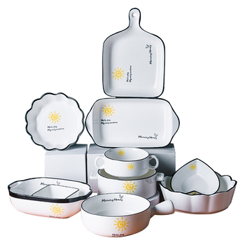 Baked rice ceramic microwave oven special bowl and plate