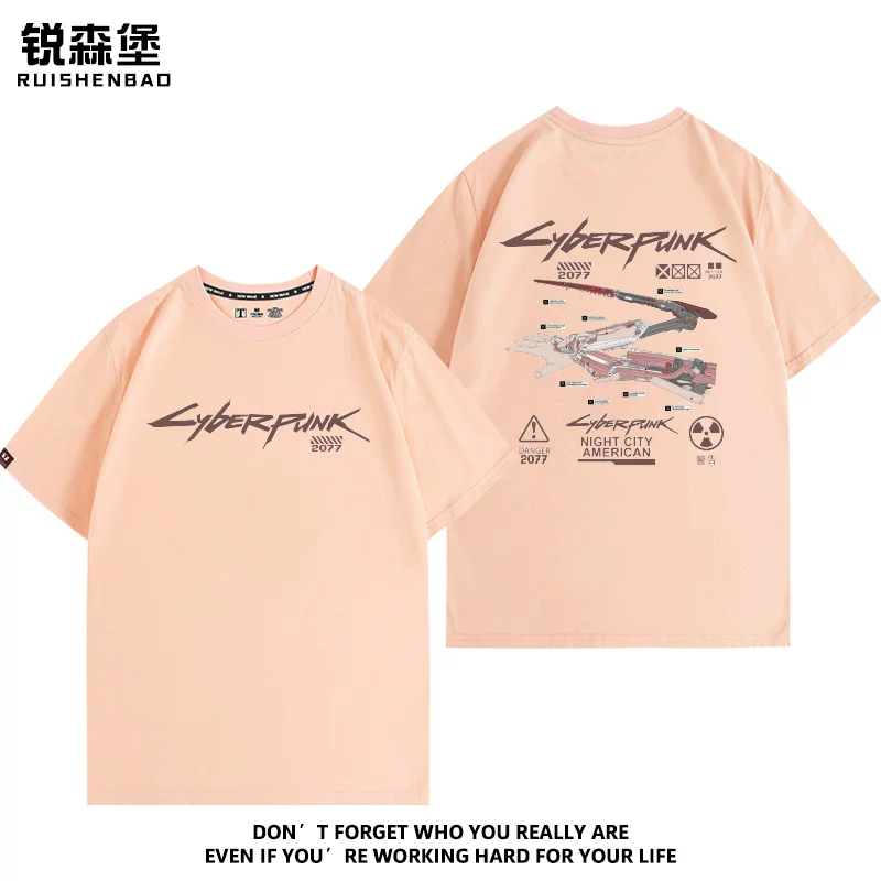 Siber 2077DLC's previous shadow V Visa Pyremoral Mantis Knife Game Summer Men's Cotton Short Sleeve T -shirt