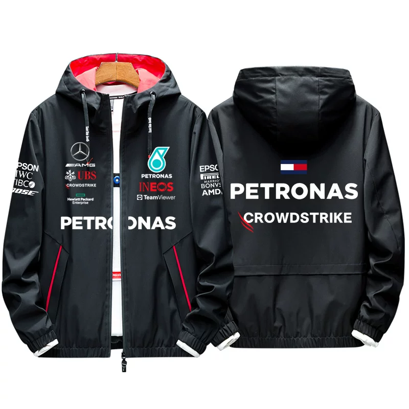 Куртка реплика команды Mercedes AMG Horse Oil F1 Team Racing осень и зима, мужская, тонкий флис, тренировки
