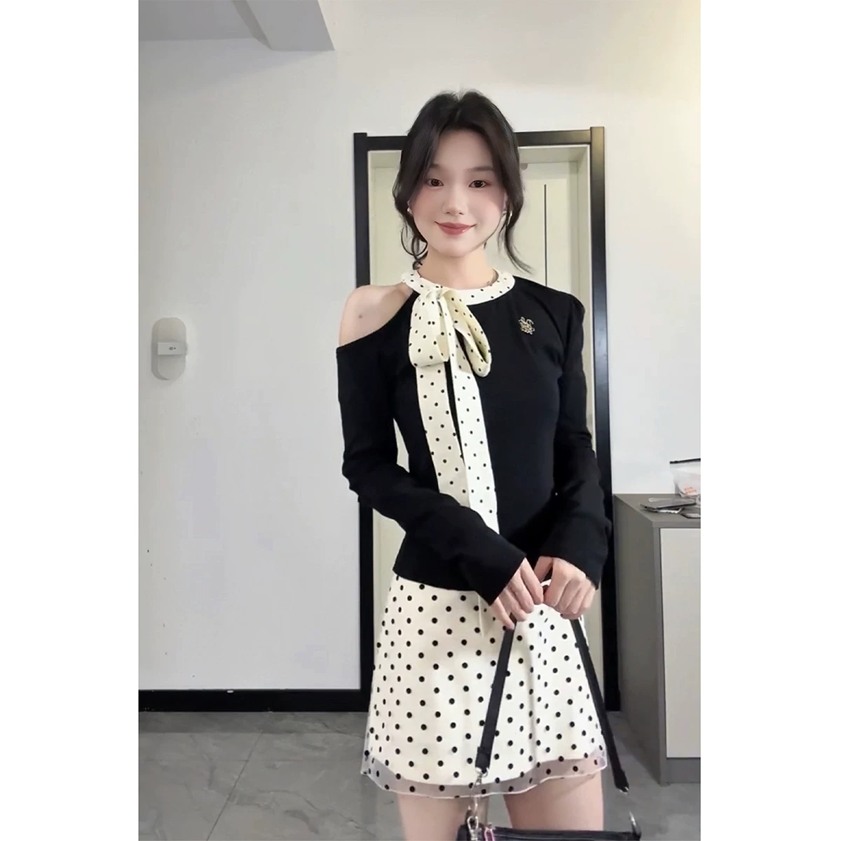 Autumn set, long-sleeve, skirt