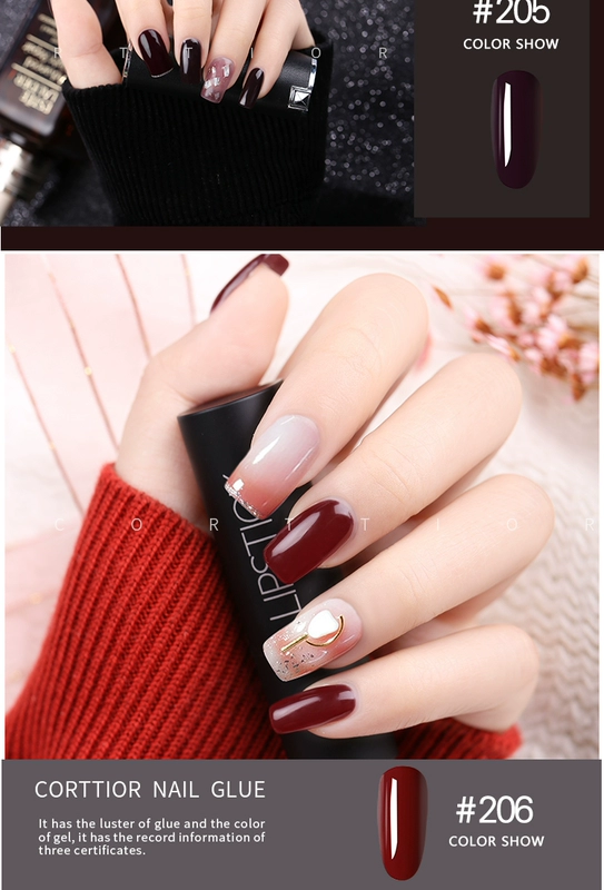 Cherries Red Nail Polish Kodan Kodan Barbie Phototherapy Môi trường Sơn móng tay Sơn móng tay Keo rượu vang Đỏ nâu Sơn móng tay Keo dán - Sơn móng tay / Móng tay và móng chân