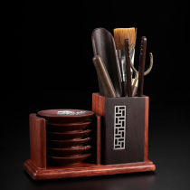 Porcelain Creek tea set Ebony solid wood Six gentlemen set Tea cup mat Puer tea knife Tea ceremony accessories Tea cup holder combination