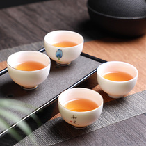 Sheep fat jade blue and white porcelain teacup Ceramic large cup Single cup Master cup Tea set Tea set Tea bowl Tea hat cup