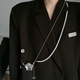 Длинное модное дизайнерское ожерелье из жемчуга, сумка через плечо, в цветочек, Южная Корея, тренд сезона, популярно в интернете