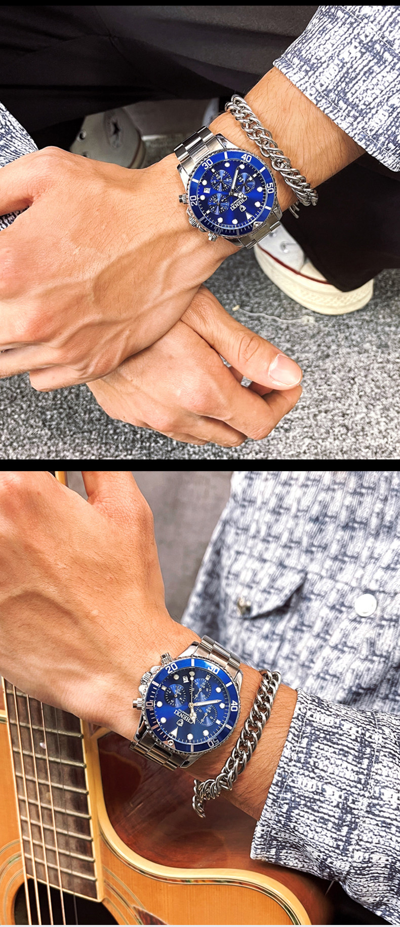 Men's Quartz Watch Steel Strap Waterproof Multi-functional Elegant_voghion.com