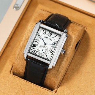 Official Authentic Tank Watch Men's Square Fashion Business Casual Genuine Leather Retro Waterproof Brand Men's Brand Name Brand