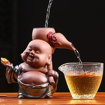 Hidden tea edge purple sand tea leak tea filter creative large Maitreya Buddha filter stainless steel tea little man tea set accessories