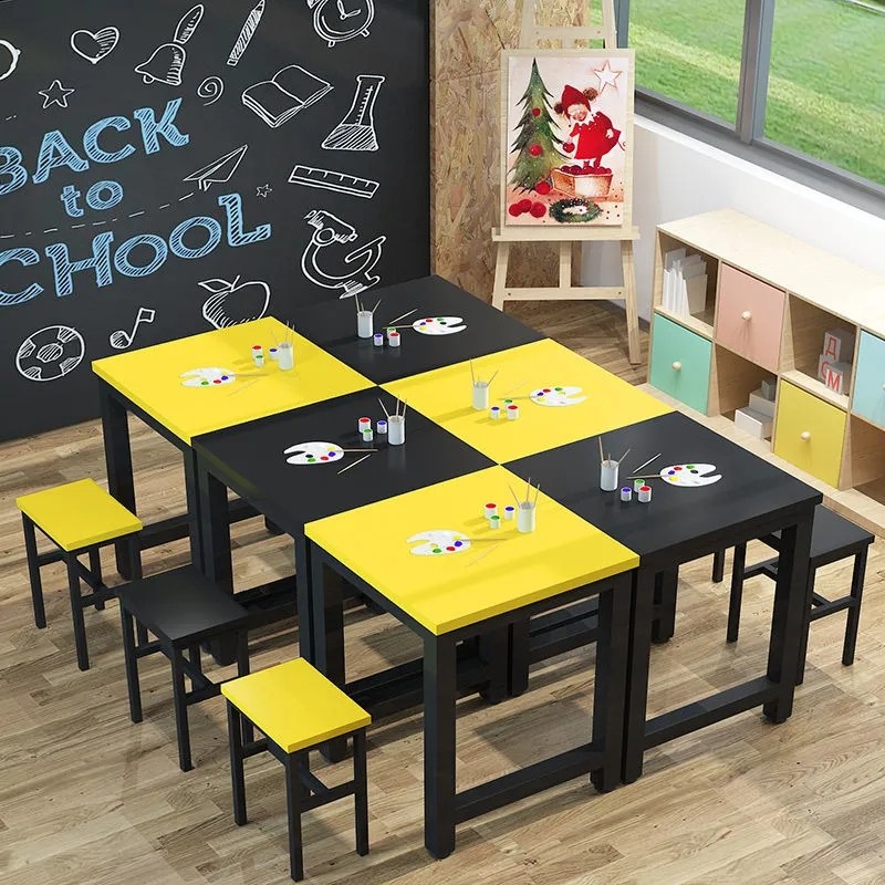 Color preschool to do homework Kindergarten table and chairs Children's book house Furniture Thickened Student Kit Composition Table