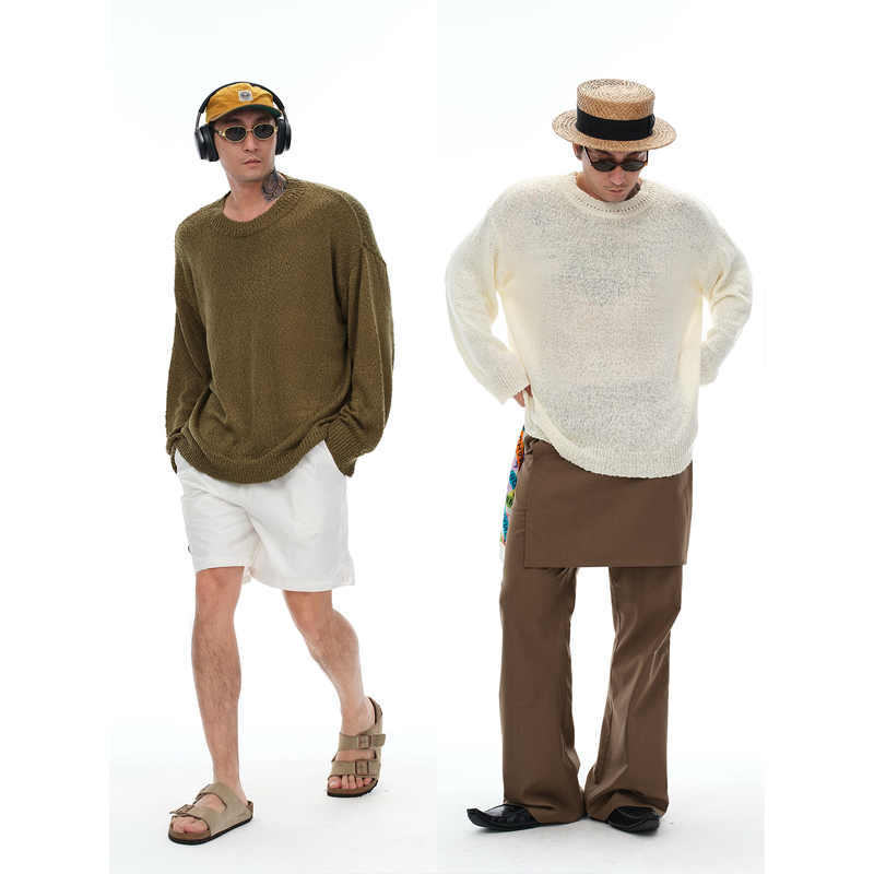 Shizukaumi2025 Spring New Collection Soft and Skin-Friendly Slimming Pullover Sweater for Men in Spring Colors, Loose Fit