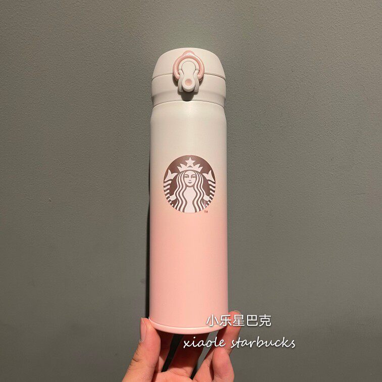 термос 星巴克樱花杯子2021粉白金樱花圆饼包马克玻璃杯吸管保温随行水杯
