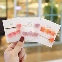 Childrens baby girls chao xian headdress rainbow candy gradient love stars hairclip word clip edge clamp card