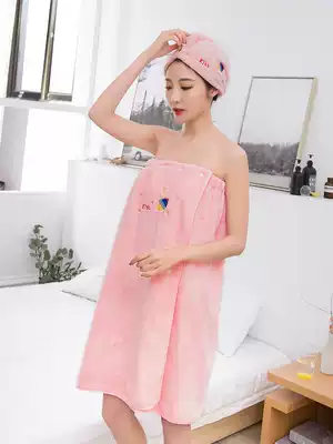 No hair loss snap net red cute bath skirt female bandeau can be worn can be wrapped towel bath towel is softer than pure cotton, absorbent and quick-drying