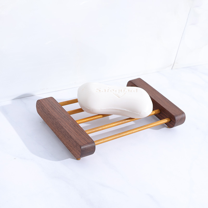 Nordic black walnut soap rack soap box drain makeup room rack desktop double storage rack minimalist style