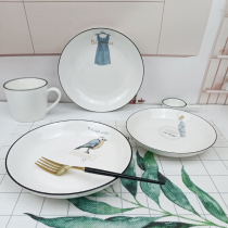 Plate dishes Home 8 inch saucer creative Net red tableware ins Wind Nordic deep plate serving ceramic plate dishes