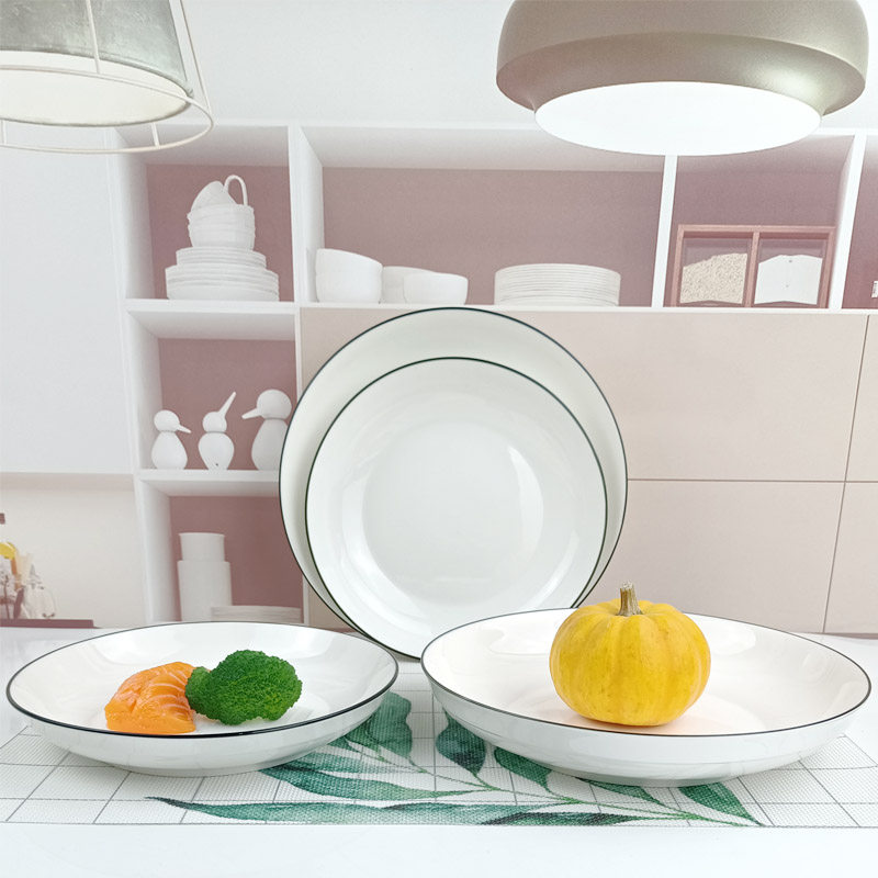 Jingdeg 8 inch plate dish household deep plate large 9 inch white circular plate dish dish dish 2021 new style