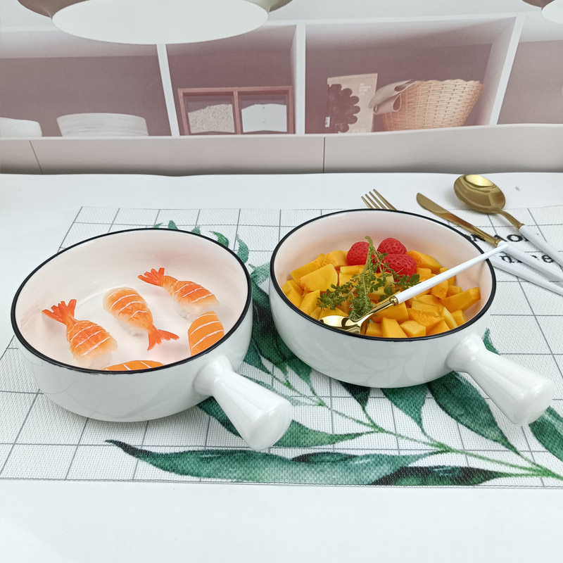 oven bowl cheese baked rice bowl oven bowl single handle bowl ceramic baking bowl high temperature oatmeal bowl breakfast bowl