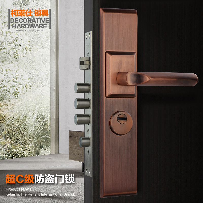 Coles thickened 4mm super C grade stainless steel anti-theft entry door lock door lock quick lock VF-207 red bronze