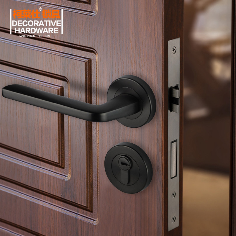 Colessee KLS mute indoor door bedroom lock 304 stainless steel room door lock two-piece lock gun black VH-03