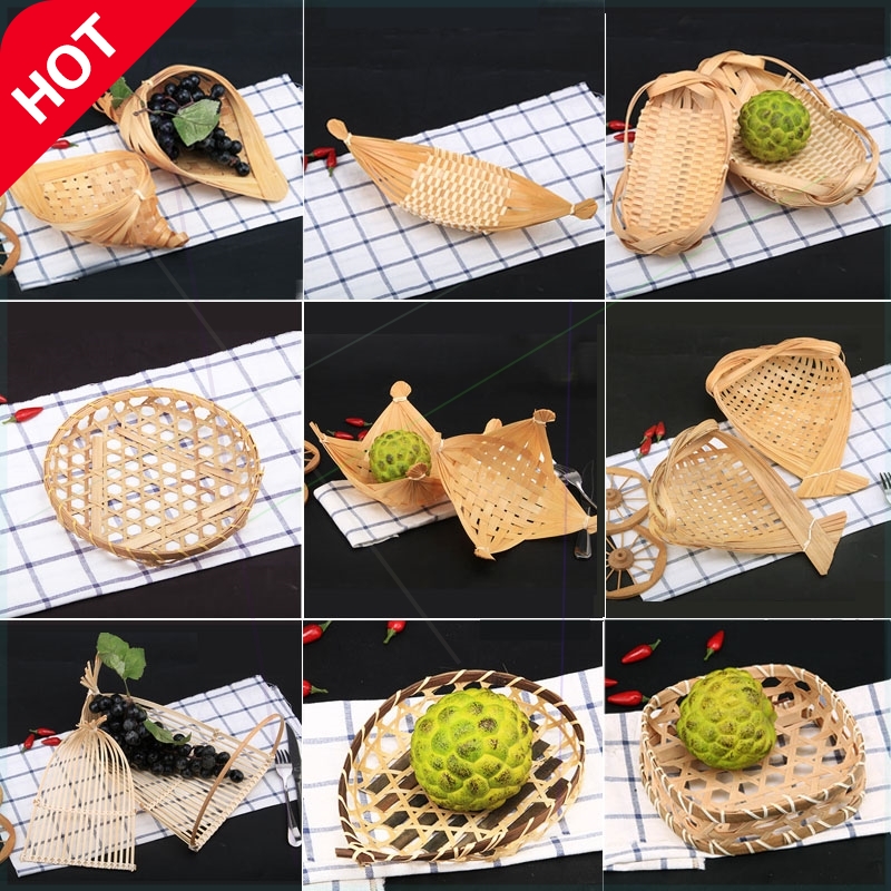 Bamboo Choreography Small Boat Snack Basket Hotel Special Color Vegetable Shop Window Decoration Furnishing Web Shop Food Shooting Photographic Props